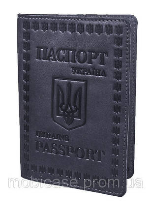 Обкладинка для паспорта VIP (хамелеон сірий) тиснення "UKRAINE", фото 1