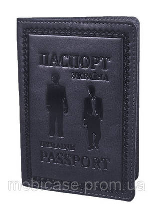 Обкладинка для паспорта VIP (хамелеон сірий) тиснення "GENTLMEN", фото 1