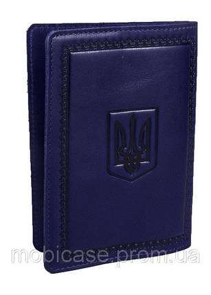 Обкладинка для паспорта VIP (хамелеон синій) тиснення "GENTLMEN", фото 3