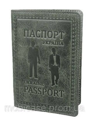 Обкладинка для паспорта VIP (зелений) тиснення "GENTLMEN", фото 1
