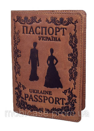 Обкладинка для паспорта VIP (антик рудий) тиснення "LADY", фото 1