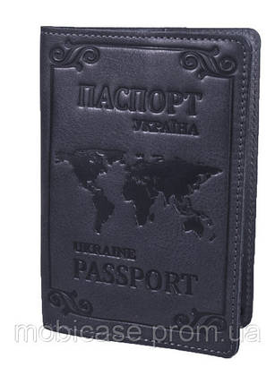 Обкладинка для паспорта VIP (хамелеон сірий) тиснення "WORLD", фото 1
