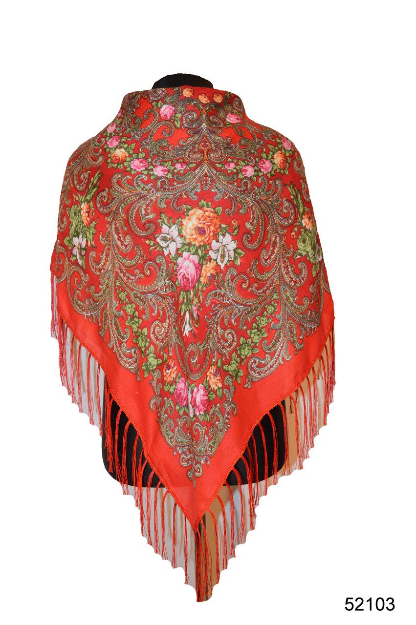 Хустка вовняної з турецьким орнаментом червоний