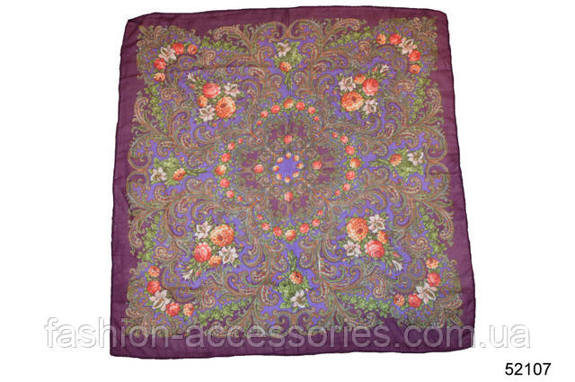 Жіночий вовняну хустку з турецьким орнаментом бузковий на плечі Хустка вовняної з турецьким орнаментом бузковий 2