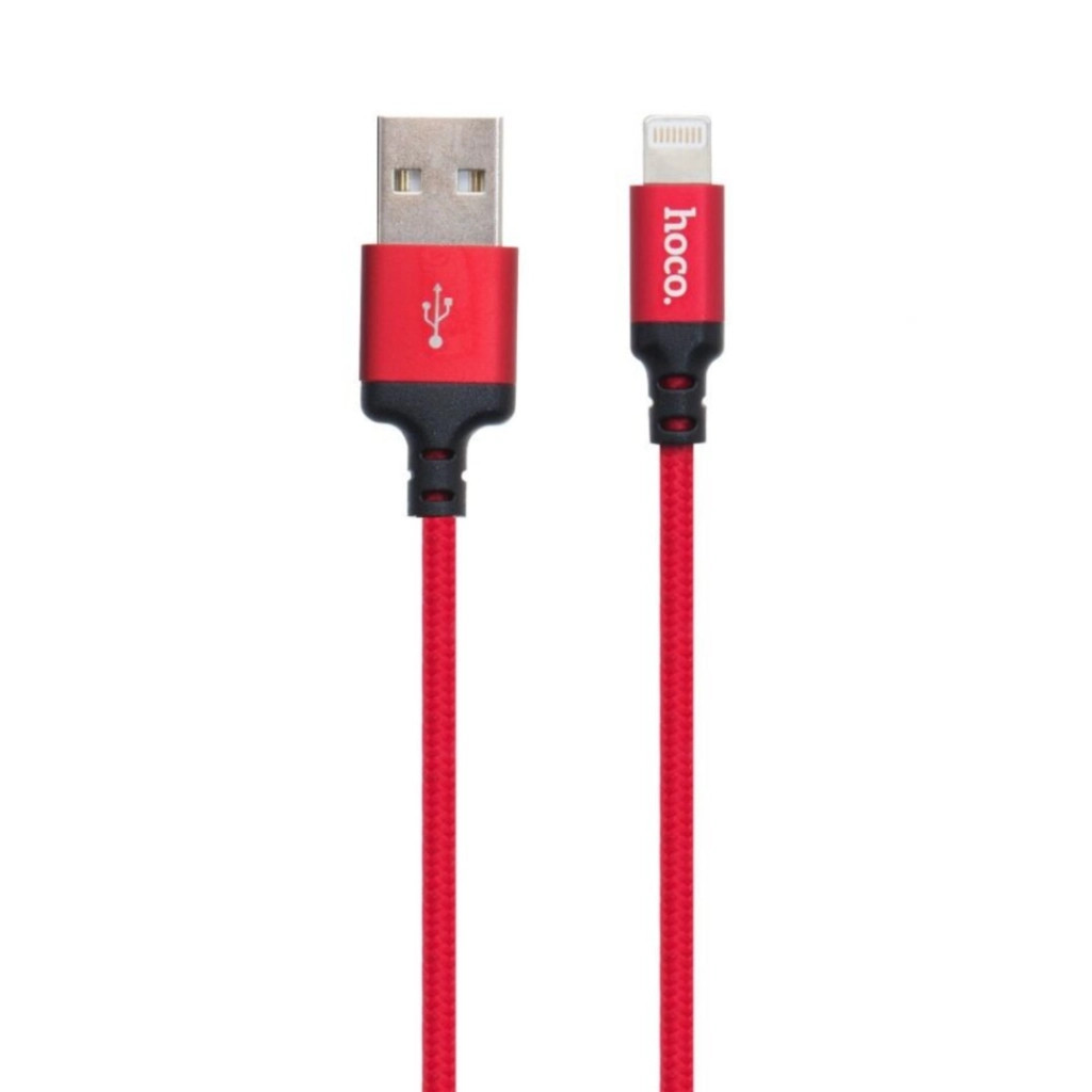 Дата кабель USB 2.0 AM to Lightning 2.0m 2A X14 black-red HOCO (6957531062899) (z752651), фото 1