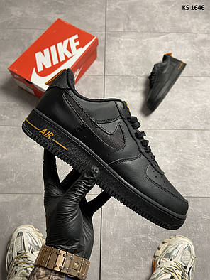 Nike Air Force 1 Low Black Orange (чорні) 41, фото 1