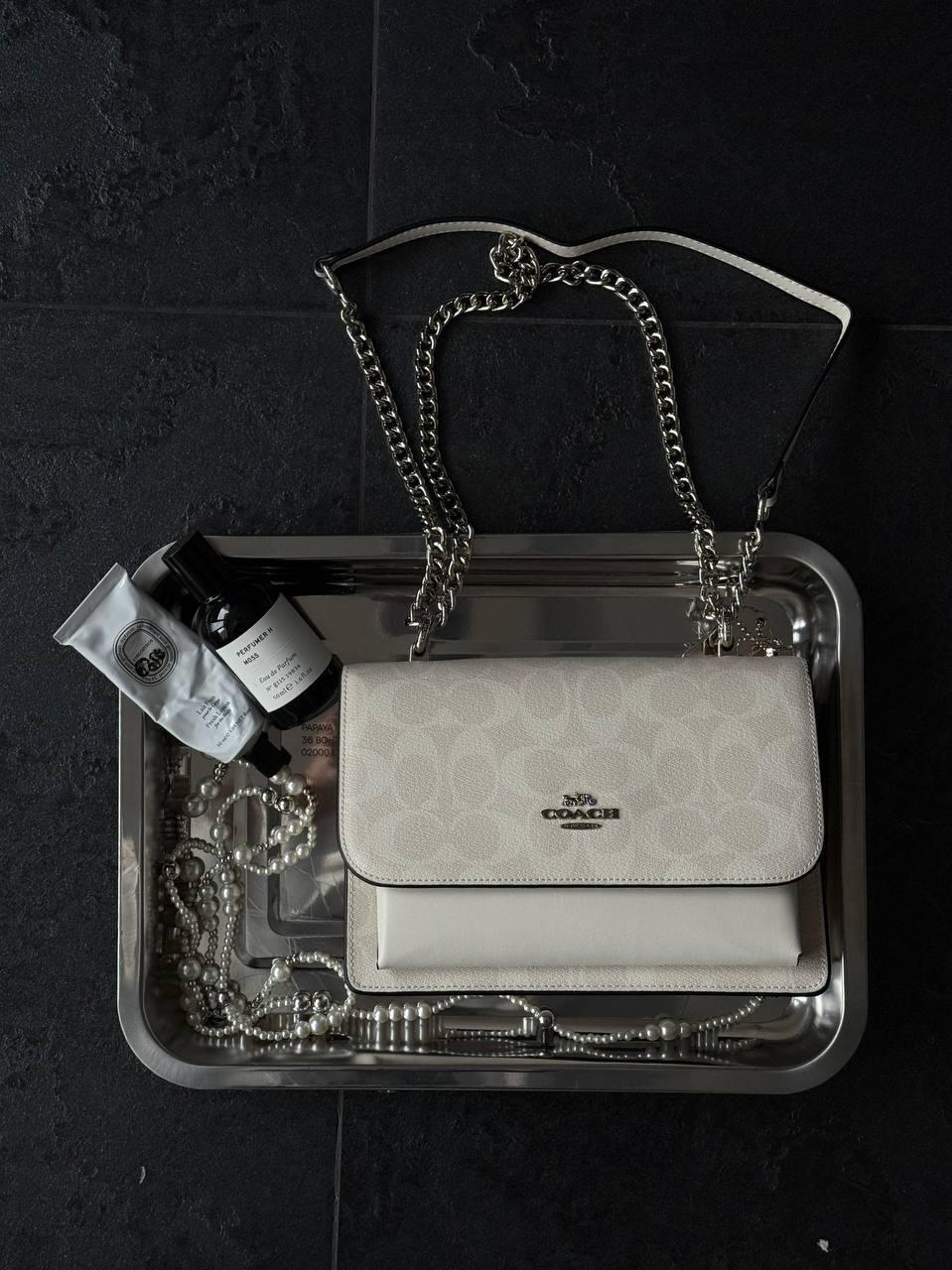 Coach Mini Klare Crossbody in Signature Canvas White/Silver  [коробка крафт] 22x15x9