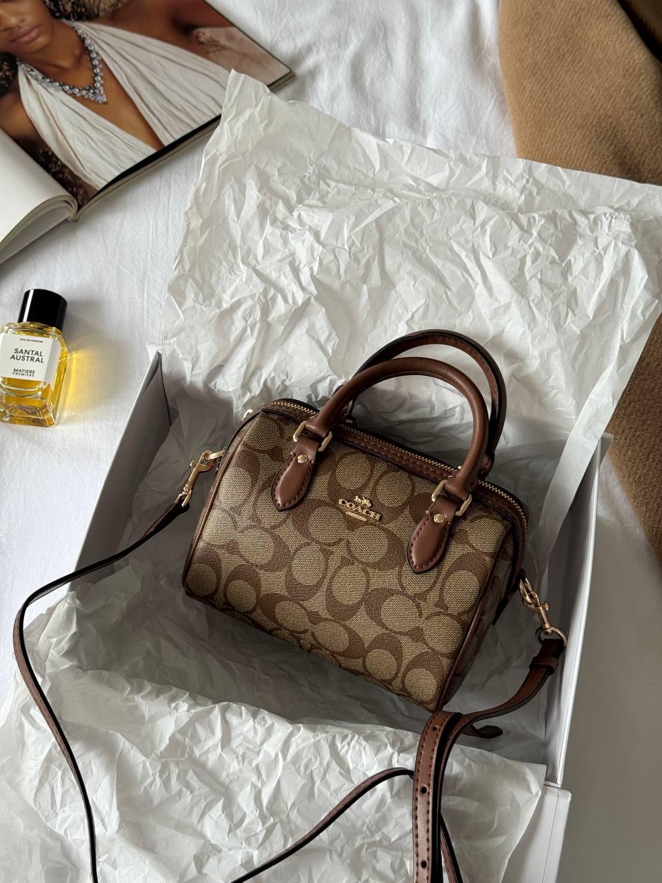 Coach Rowan Satchel Bag In Signature Canvas Brown/Beige(коробка крафт/оригінальна) 17 x 12 x 10