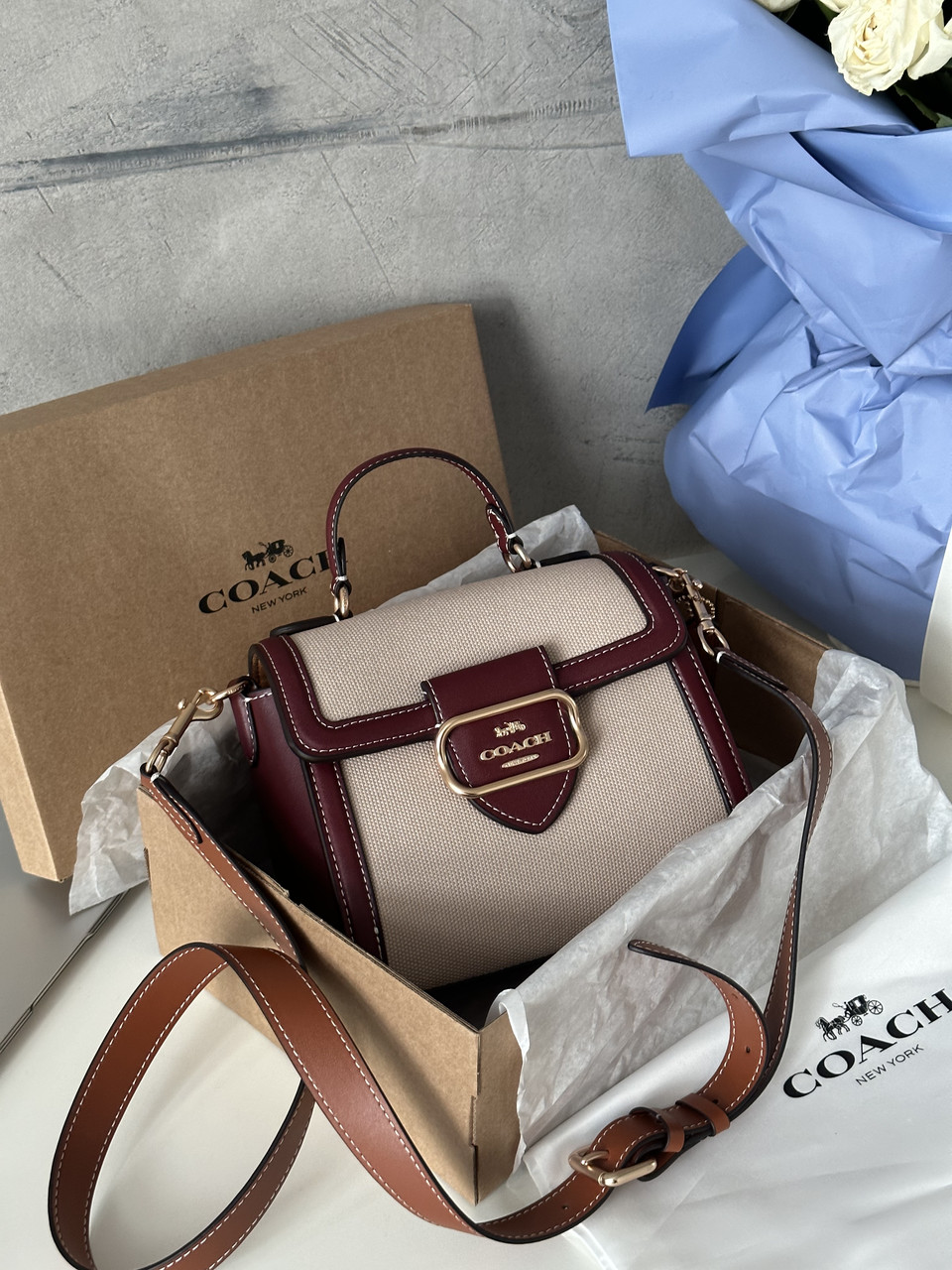 Coach Morgan Top Handle In Signature Canvas Brown Textile [крафтова коробка] 22х16х10