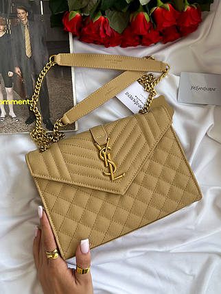 Saint Laurent Leather Envelope Chain Bag Beige 24х19х5, фото 1