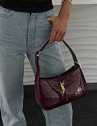 Saint Laurent Hobo Le 5 A 7 Leather Shoulder Bag in Red 24х15х6