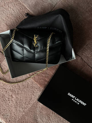 Saint Laurent Puffer Small in Nappa Leather Black/Gold   [звичайна брендована коробка], фото 1