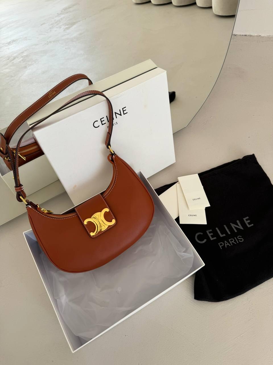 Celine Ava Triomphe Soft Bag in Smooth Calfskin BraunPREMIUM  [оригінальна брендована коробка]