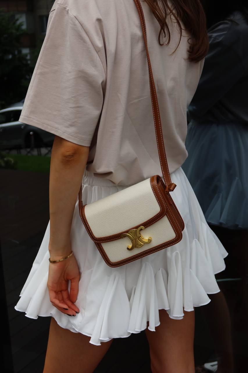 Celine Small Boston Cuir Triomphe in Textile and Calfskin PREMIUM  [звичайна брендована коробка] 18x14x5