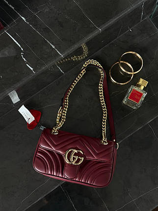 Gucci Marmont Shoulder Bag Mini Red [оригінальна коробка] 22x13x6.5, фото 1