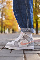 Nike Air Jordan 1 Retro High Grey Pink (Хутро)