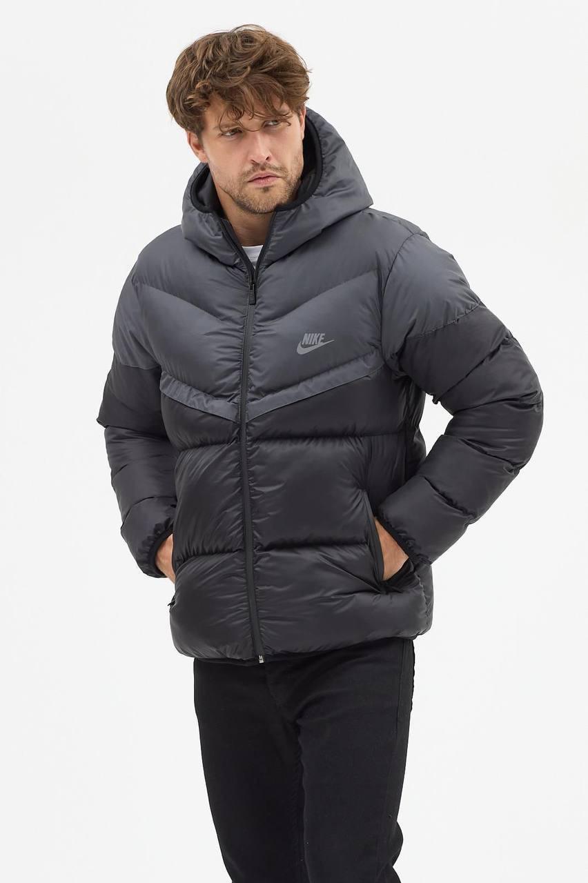 Пуховик Nike Storm-FIT сіро-чорний S