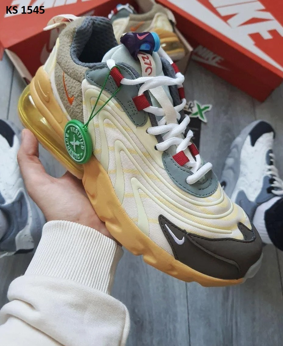 Кросівки Travis Scott x Nike Air Max 270 React Yellow (жовті) 40