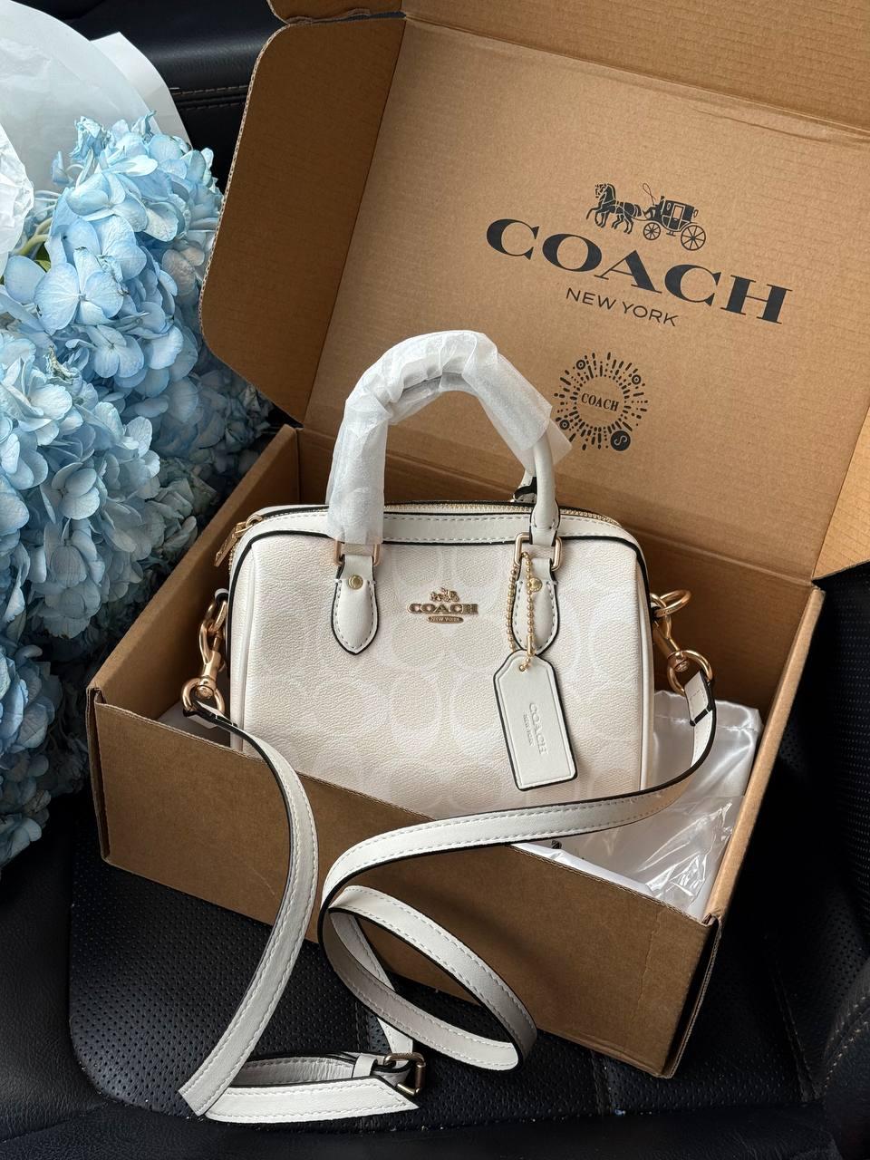 Coach Rowan Satchel Bag In Signature Canvas Milk [оригінальна коробка] 17 x 12 x 10