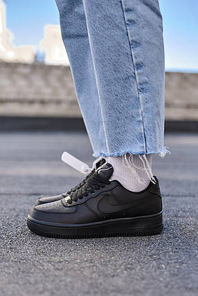 Nike Air Force 1 Classic Premium Black (Матова шкіра) 36, фото 2
