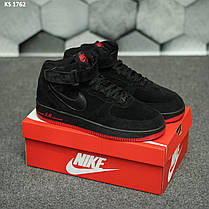 Nike Air Force 1 07 High (чорно/червоні) ЗИМА 41, фото 4