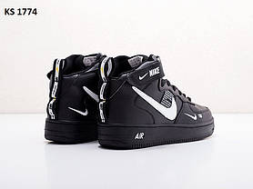 Nike Air Force 1 07 High (чорно/біл) ЗИМА 44, фото 4