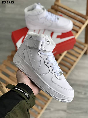 Nike Air Force 1 07 Mid LV8 (білі) ЗИМА, фото 2