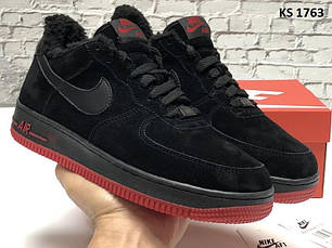 Nike Air Force 1 07 (чорно/червоні) ЗИМА 41, фото 2