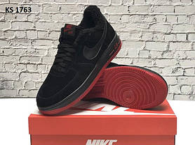 Nike Air Force 1 07 (чорно/червоні) ЗИМА 41, фото 3