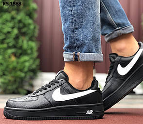 Nike Air Force (чорні) ЗИМА 44, фото 1