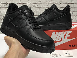 Nike Air Force 1 07 (чорні) ЗИМА, фото 1