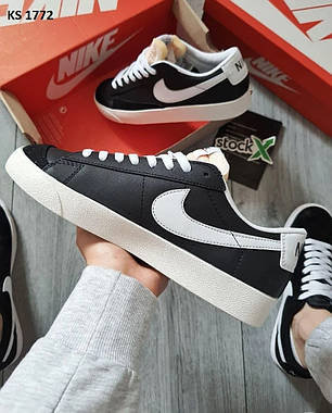Nike Blazer Low (чорно/білі шкіра) 44, фото 2