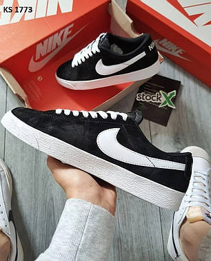 Nike Blazer Low (чорно/білі, замш) 44, фото 2