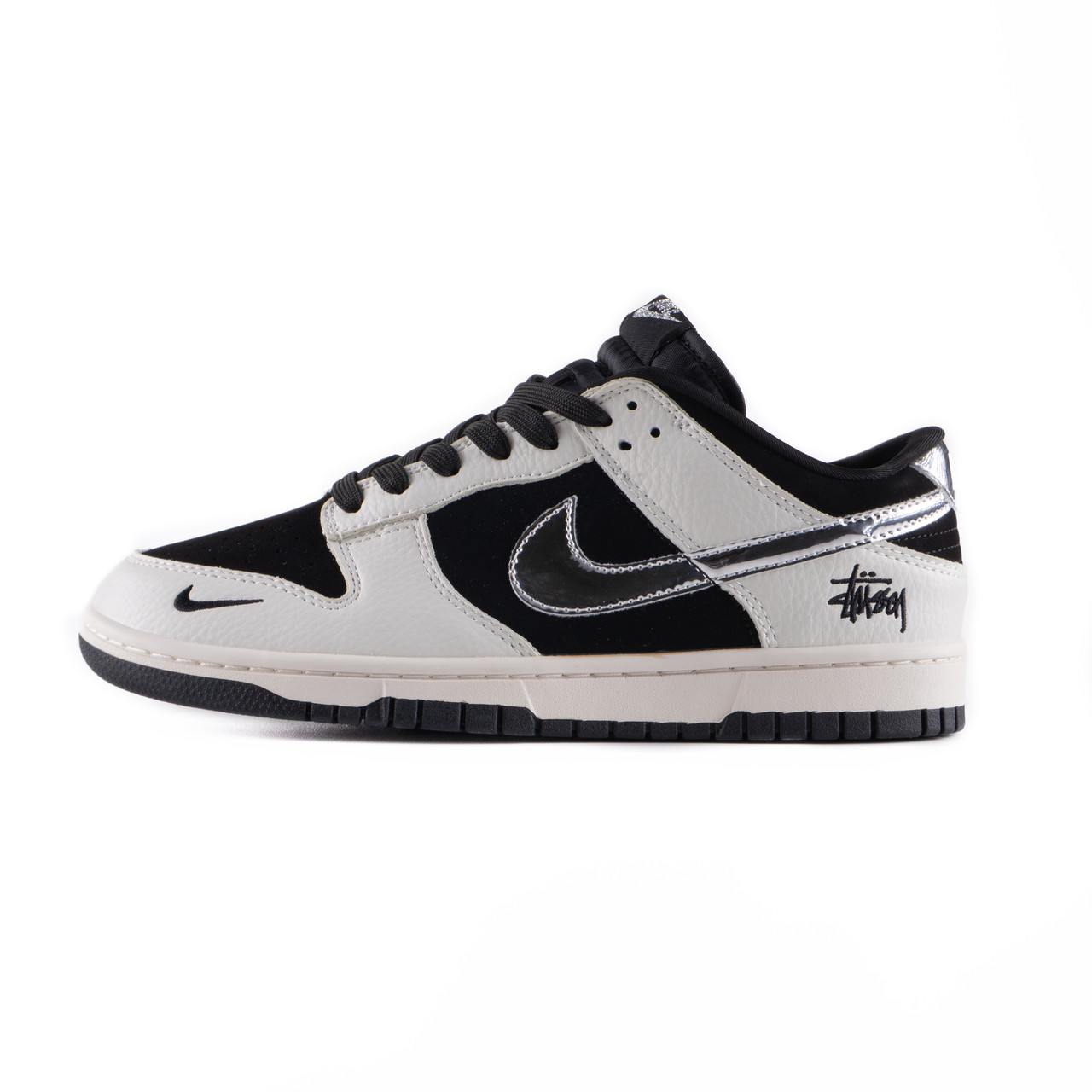 Nike SB Dunk Low x Stussy Black White Metallic 36
