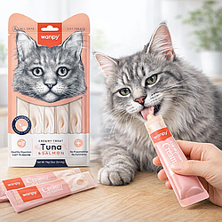Wanpy Creamy Lickable Treats Tuna & Salmon ванпи тунец з лососем рідке ласощі для котів
