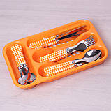 Набір столових приладів Kamille Синій 24 предмета з нержавіючої сталі з пластиковими ручками і підставкою, фото 4