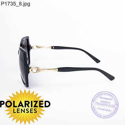 Оптом поляризаційні жіночі сонцезахисні окуляри Оптом чорні - P1735, фото 3
