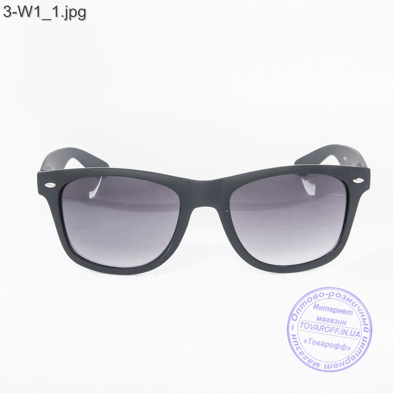 Оптом очки солнцезащитные Вайфарер (Wayfarer) черные матовые - 3-W1 - фото 2 - id-p498482891