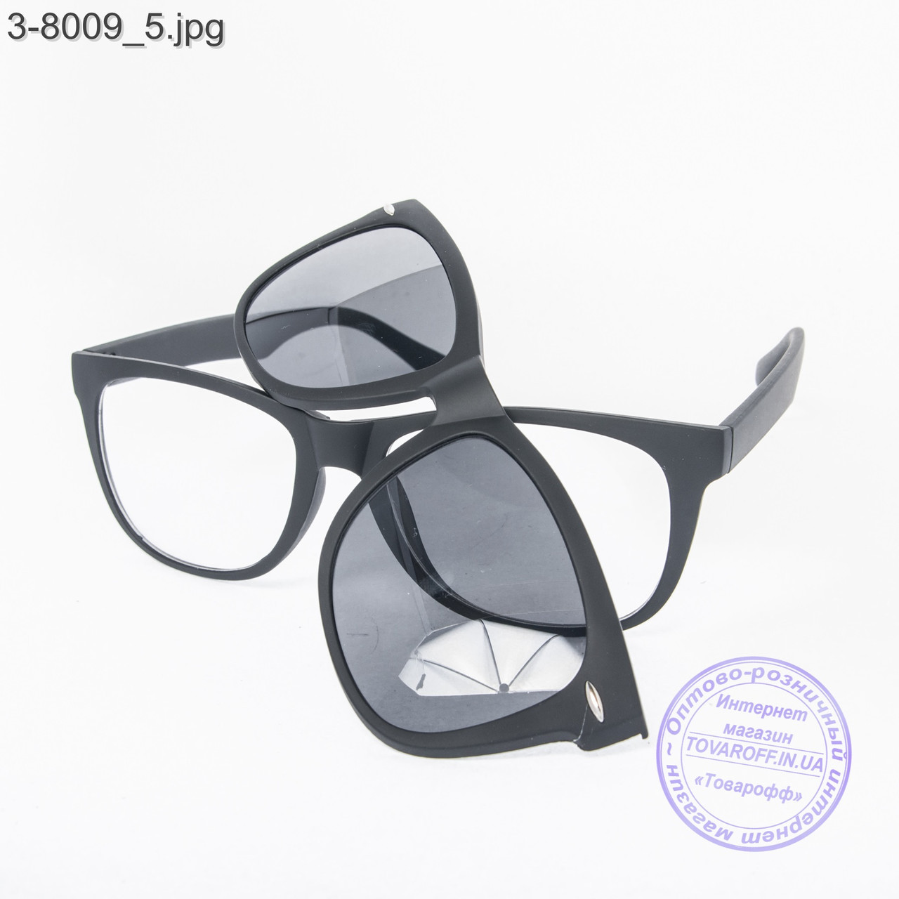 Оптом имиджевые очки с накладными солнцезащитными стеклами - 8009 - фото 6 - id-p498482895