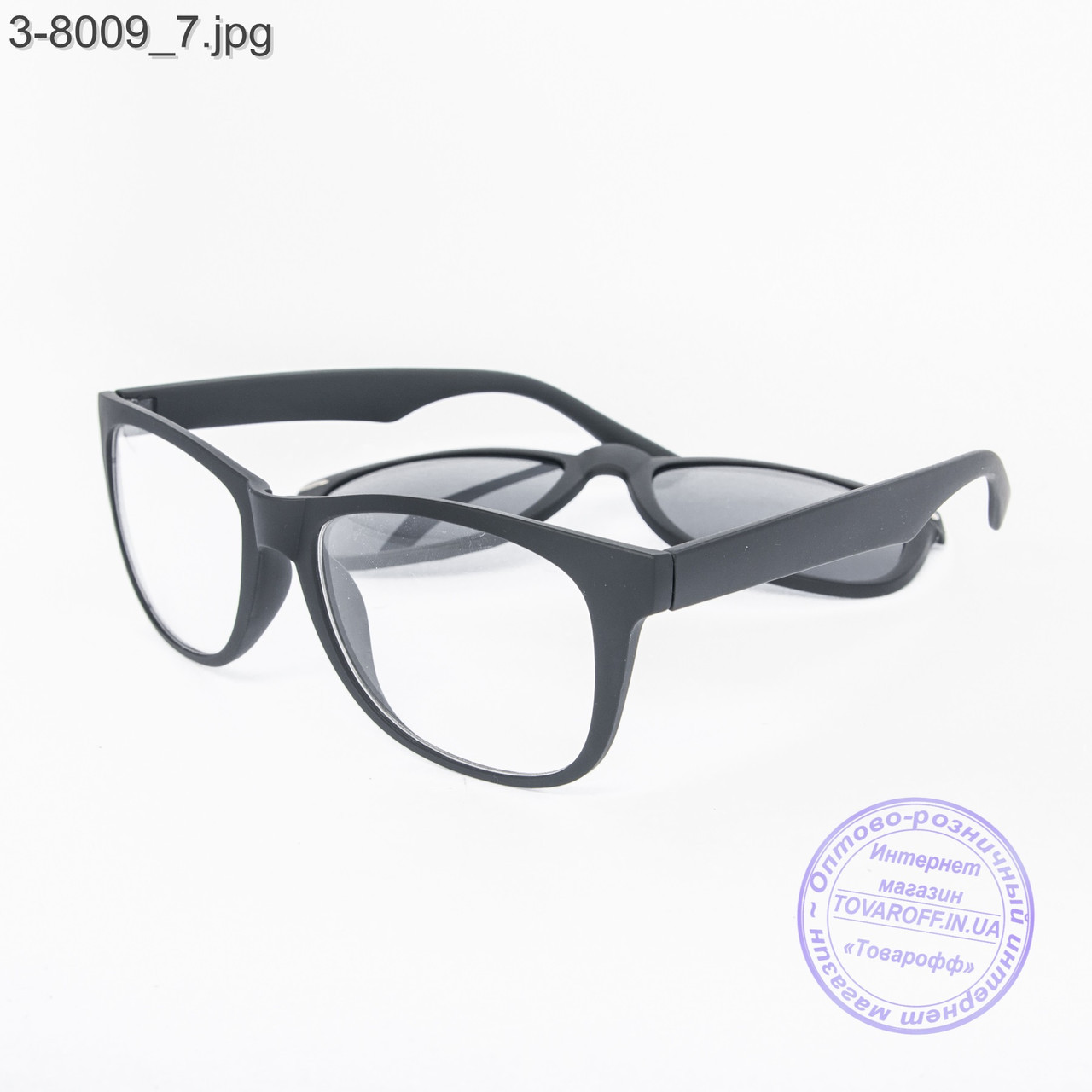 Оптом имиджевые очки с накладными солнцезащитными стеклами - 8009 - фото 7 - id-p498482895