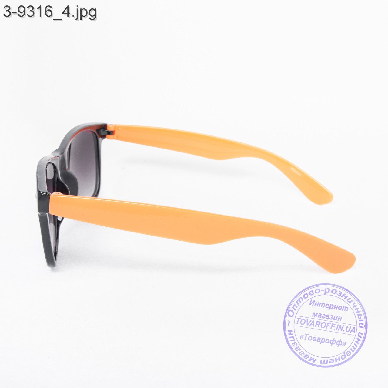 Оптом очки солнцезащитные Вайфарер (Wayfarer) черно-оранжевые - 3-9316 - фото 4 - id-p498482904