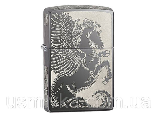 Запальничка бензинова zippo 28802 pegasus black ice laser