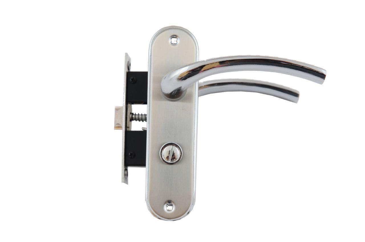 Ручка на планці з корпусом FZB BK-71106 SN/CP (сатин/хром), фото 1