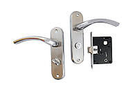 Ручка на планці з корпусом FZB BK-71106 SN/CP (сатин/хром), фото 2