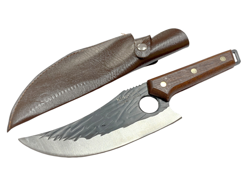 Ніж кухонний Satori 29см KingGary з вигнутим лезом і шкіряним чохлом, фото 1