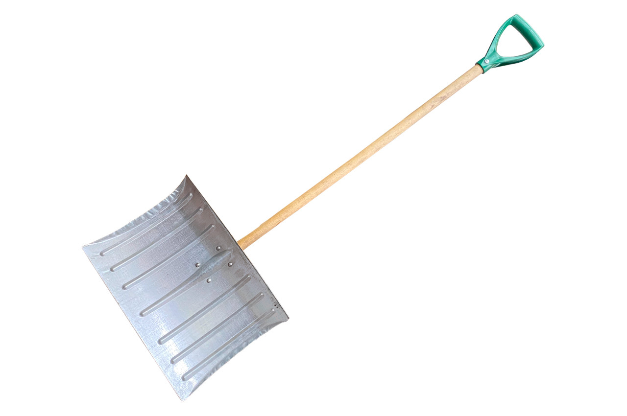 Лопата для снігу Xplast 475 х 350мм оцинкована ручка дерево, фото 1