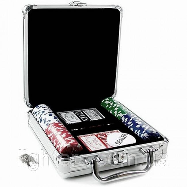 Покерний набір в алюмінієвому кейсі 100 фішок 62036