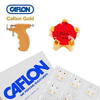 Сережки для проколу вух Caflon позолота крапан Рубін 3 мм