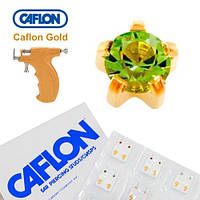 Сережки для проколу вух Caflon позолота крапан Перідот 4 мм