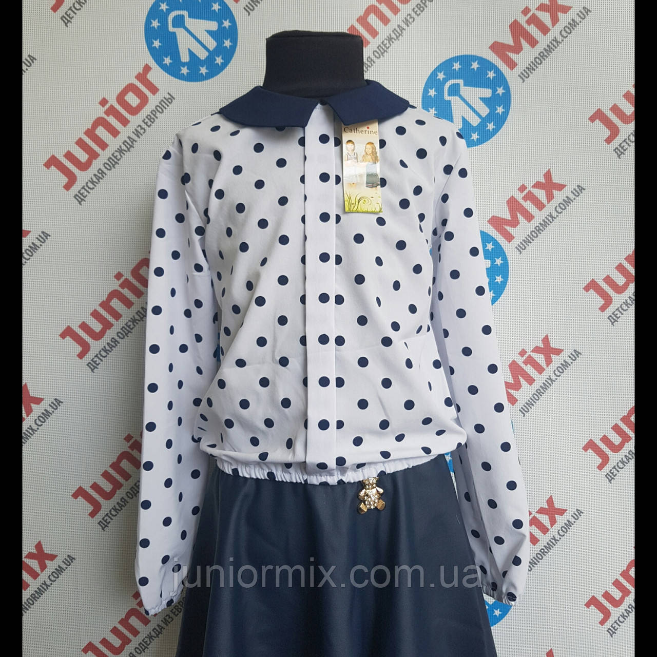 Дитяча ошатна шкільна блузка у великий горох Katherine
